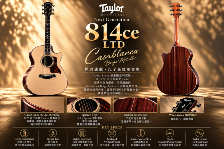 Taylor Next Generation 814ce LTD  經典旗艦，以前所未見的華麗樣貌登場！